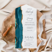 Blauwgroen Agate Gold Glitter Wedding