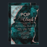 Blauwgroen Agate Pop Fizz Clink Bachelorette Party Kaart<br><div class="desc">Rich Peacock Blauwgroen Green & Elegant Roos Gold Faux Folie Waterverf Marble Agate Gilded Geode Design,  met Modern en Script lettertypen. Luxe trendy en chique vrijgezellenfeest uitnodigingen! ~ Bekijk mijn winkel om de hele trouwsuite voor dit ontwerp te zien!</div>