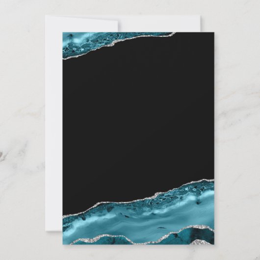 Blauwgroen Agate Silver Glitter Geode Formal Weddi Kaart (Achterkant)
