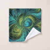 Blauwgroen AI fractaal patroon Bad Handdoek (Wasdoekje)