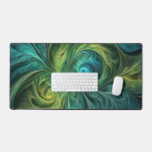 Blauwgroen AI fractaal patroon Bureaumat (Keyboard & Muis)
