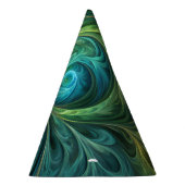 Blauwgroen AI fractaal patroon Feesthoedjes (Rechts)