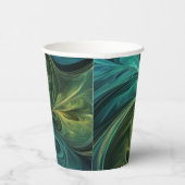 Blauwgroen AI fractaal patroon Papieren Bekers (Rechts)