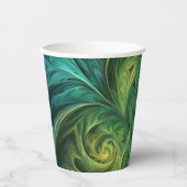 Blauwgroen AI fractaal patroon Papieren Bekers (Voorkant)