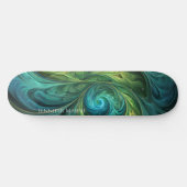 Blauwgroen AI fractaal patroon Persoonlijk Skateboard (Horizontaal)