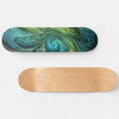 Blauwgroen AI fractaal patroon Persoonlijk Skateboard (Horizontaal)