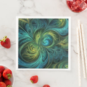 Blauwgroen AI fractaal patroon Servet