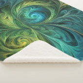 Blauwgroen AI fractaal patroon Sherpa Deken (3/4)
