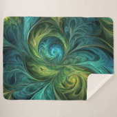 Blauwgroen AI fractaal patroon Sherpa Deken (Voorkant (horizontaal))