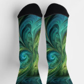 Blauwgroen AI fractaal patroon Sokken (Top)