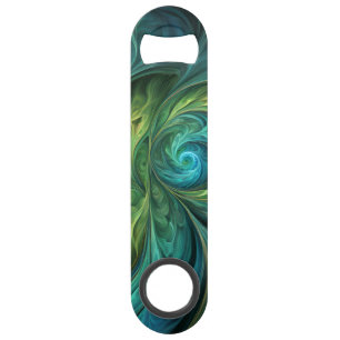 Blauwgroen AI fractaal patroon Speed Flessenopener