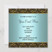 Blauwgroen All Occasion Black Damask Party Sjabloo Kaart (Achterkant)