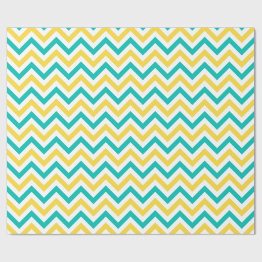 Blauwgroen, anananas, Wheux Large Chevron ZigZag P Cadeaupapier (Vlak)