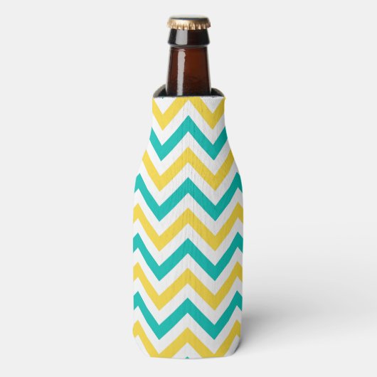 Blauwgroen, anananas, Wheux Large Chevron ZigZag P Flesjeskoeler (Fles Voorkant)