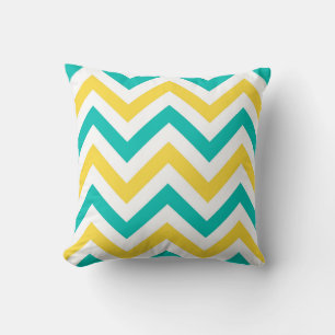 Blauwgroen, anananas, Wheux Large Chevron ZigZag P Kussen