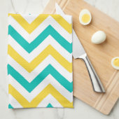 Blauwgroen, anananas, Wheux Large Chevron ZigZag P Theedoek (Quarter Fold)