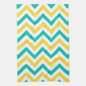 Blauwgroen, anananas, Wheux Large Chevron ZigZag P Theedoek (Verticaal)