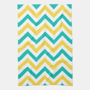 Blauwgroen, anananas, Wheux Large Chevron ZigZag P Theedoek