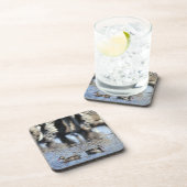 Blauwgroen (Anas erythrorhyncha) paar met rode kie Bier Onderzetter (Rechterzijde)