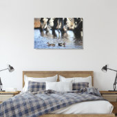 Blauwgroen (Anas erythrorhyncha) paar met rode kie Canvas Afdruk (Insitu (Slaapkamer))