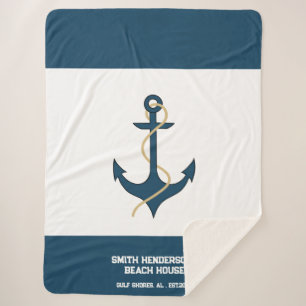 Blauwgroen Anchor Privat Beach House Sherpa Deken