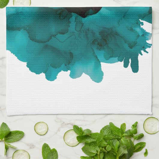 ! blauwgroen anjerbloem- theedoek (Gevouwen)