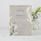 Blauwgroen Anthurium en Veathery Pampas Grass Kaart (Staand voorkant)