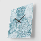 Blauwgroen   Antiek Kaart van de Kaart van de Were Vierkante Klok (Hoek)