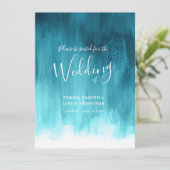 Blauwgroen aqua abstract geverfde bruiloft programmakaart (Staand voorkant)