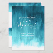 Blauwgroen aqua abstract geverfde bruiloft programmakaart (Voorkant / Achterkant)
