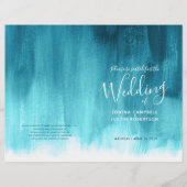 Blauwgroen aqua abstract huwelijksprogramma (Voorkant)