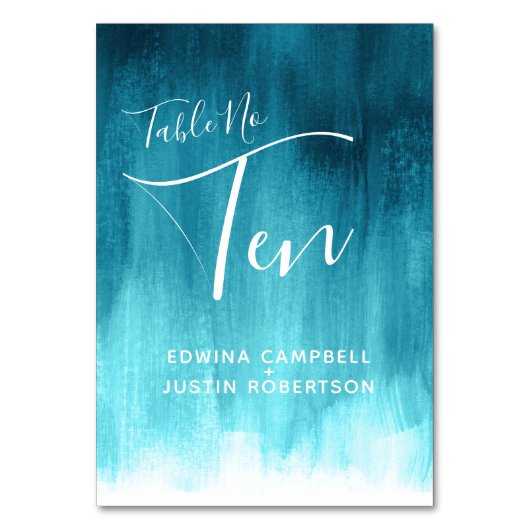 Blauwgroen aqua abstract modern kunstlijstnummer T Kaart (Achterkant)