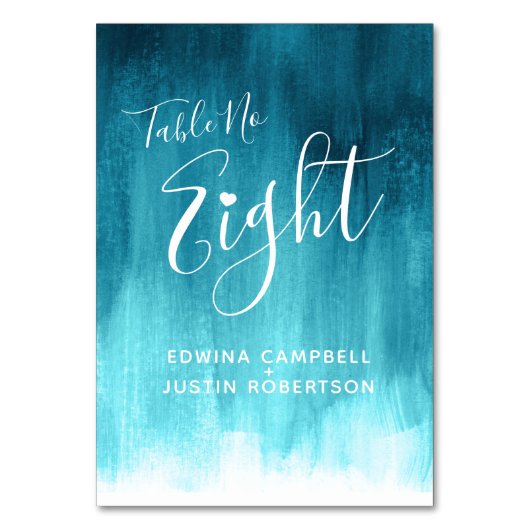 Blauwgroen aqua abstract wasmoderne kunsttafel num kaart (Achterkant)