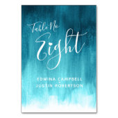 Blauwgroen aqua abstract wasmoderne kunsttafel num kaart (Voorkant)