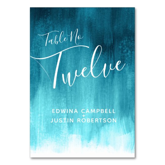 Blauwgroen aqua abstracte was moderne kunst tafel  kaart (Achterkant)