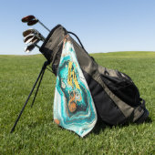 Blauwgroen Aqua Agaat Golden Custom Modern Monogra Golfhanddoek (Groen)