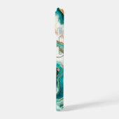 Blauwgroen Aqua Agaat Golden Custom Modern Monogra iPhone 15 Case (Linkerkant)
