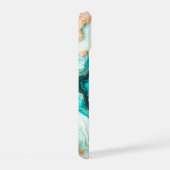 Blauwgroen Aqua Agaat Golden Custom Modern Monogra iPhone 15 Case (Rechterkant)
