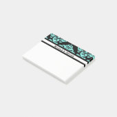 Blauwgroen Aqua Black Damask Pattern Modern Specia Post-it® Notes (Schuin)