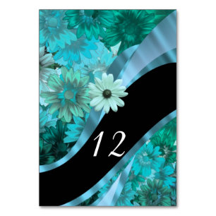 blauwgroen aqua bloemmotief kaart