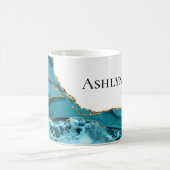 Blauwgroen Aqua Blue Agate Gold Glitzy Glitter Koffiemok (Center)