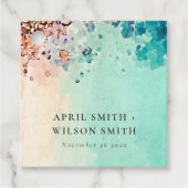 BLAUWGROEN AQUA BLUE BEACH SAND ROCK WATERVERF WED BEDANKJES LABELS (Voorkant)