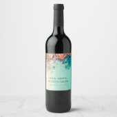 BLAUWGROEN AQUA BLUE BEACH SAND ROCK WATERVERF WED WIJN ETIKET (Voorkant)