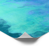 Blauwgroen Aqua Blue Blauwgroen Waterverf Textielp Poster (Hoek)
