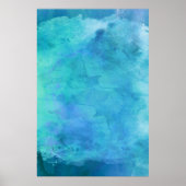 Blauwgroen Aqua Blue Blauwgroen Waterverf Textielp Poster (Voorkant)