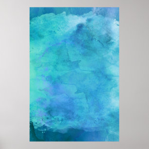 Blauwgroen Aqua Blue Blauwgroen Waterverf Textielp Poster