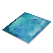 Blauwgroen Aqua Blue Blauwgroen Waterverf Textielp Tegeltje (Zijkant)