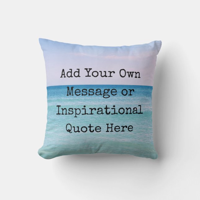 Blauwgroen Aqua Blue Calming Quote Ocean Beach Wav Kussen (Voorkant)