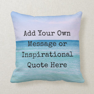 Blauwgroen Aqua Blue Calming Quote Ocean Beach Wav Kussen