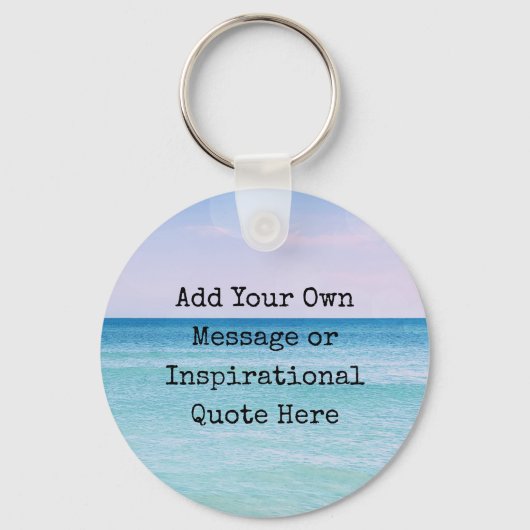 Blauwgroen Aqua Blue Calming Quote Ocean Beach Wav Sleutelhanger (Voorkant)